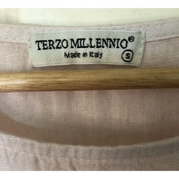 Terzo Millennio Top Womens Small 100% Linen Embroidered Hem Oversized Lagenlook - Picture 3 of 8